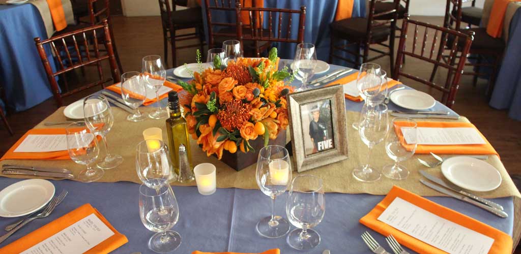 Bar Mitzvah Party at Marin Art & Garden Center –  Orange, blue and ping pong rule the day.